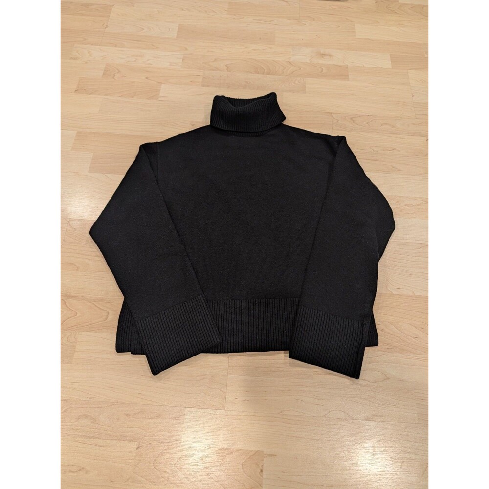 Zara Black Ribbed Turtleneck Sweater M Minimalist Dark Academia